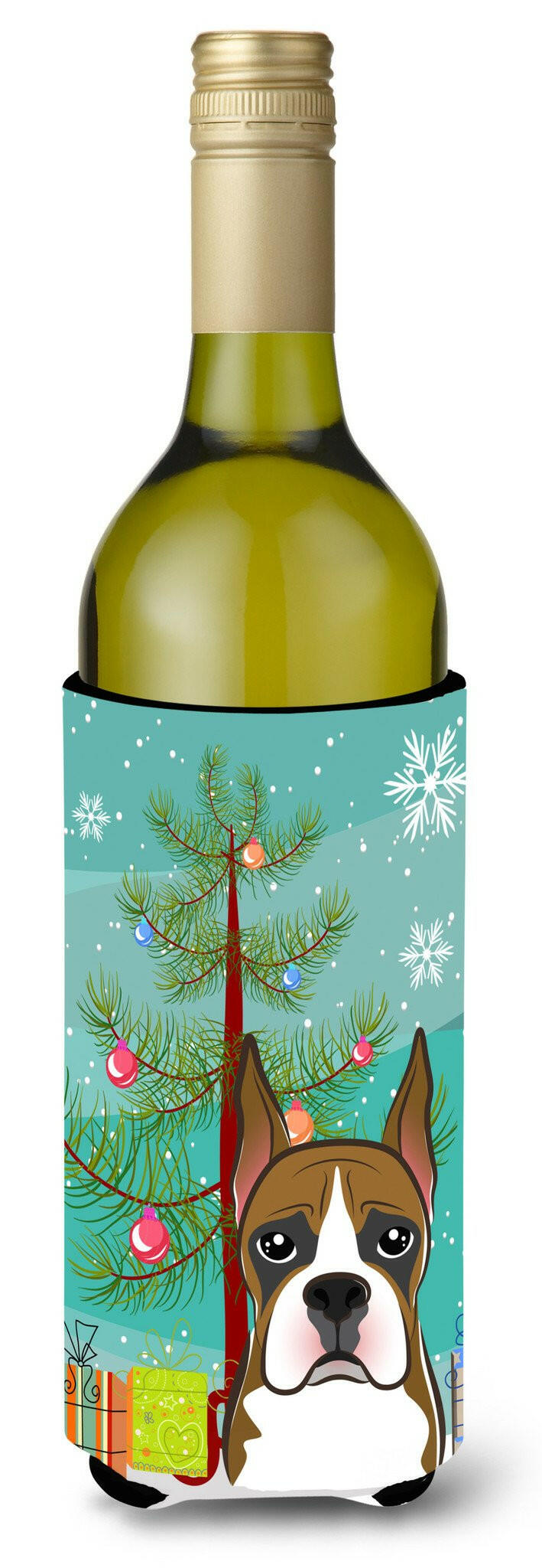 Christmas Tree and Boxer Wine Bottle Beverage Insulator Hugger BB1595LITERK by Caroline's Treasures