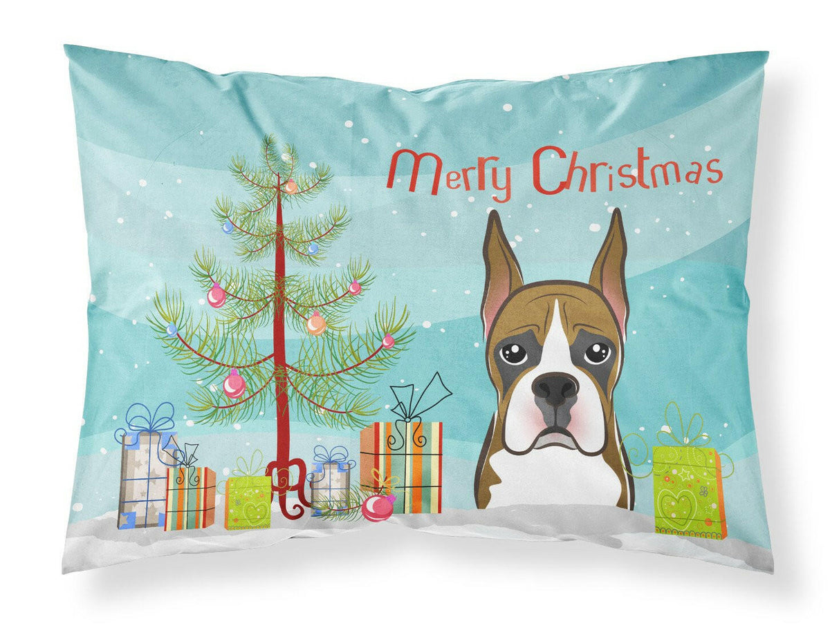 Christmas Tree and Boxer Fabric Standard Pillowcase BB1595PILLOWCASE by Caroline&#39;s Treasures