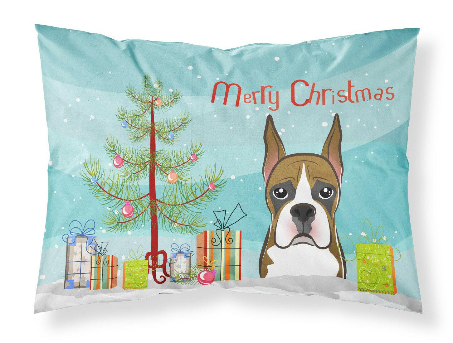 Christmas Tree and Boxer Fabric Standard Pillowcase BB1595PILLOWCASE by Caroline's Treasures