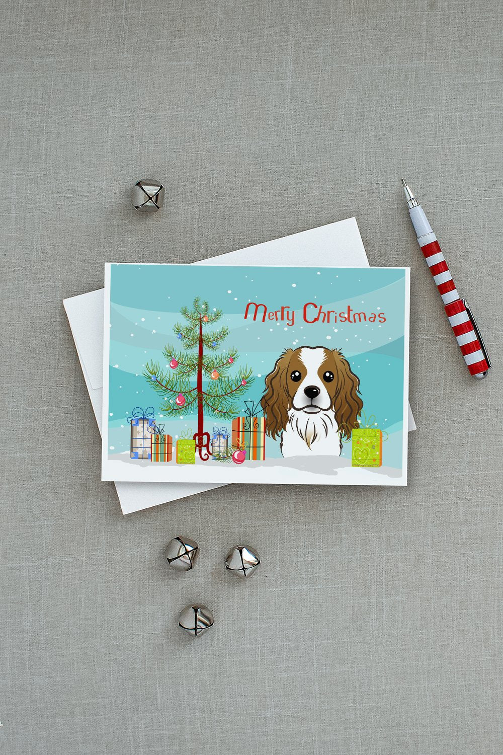 Christmas Tree and Cavalier Spaniel Greeting Cards and Envelopes Pack of 8 - the-store.com