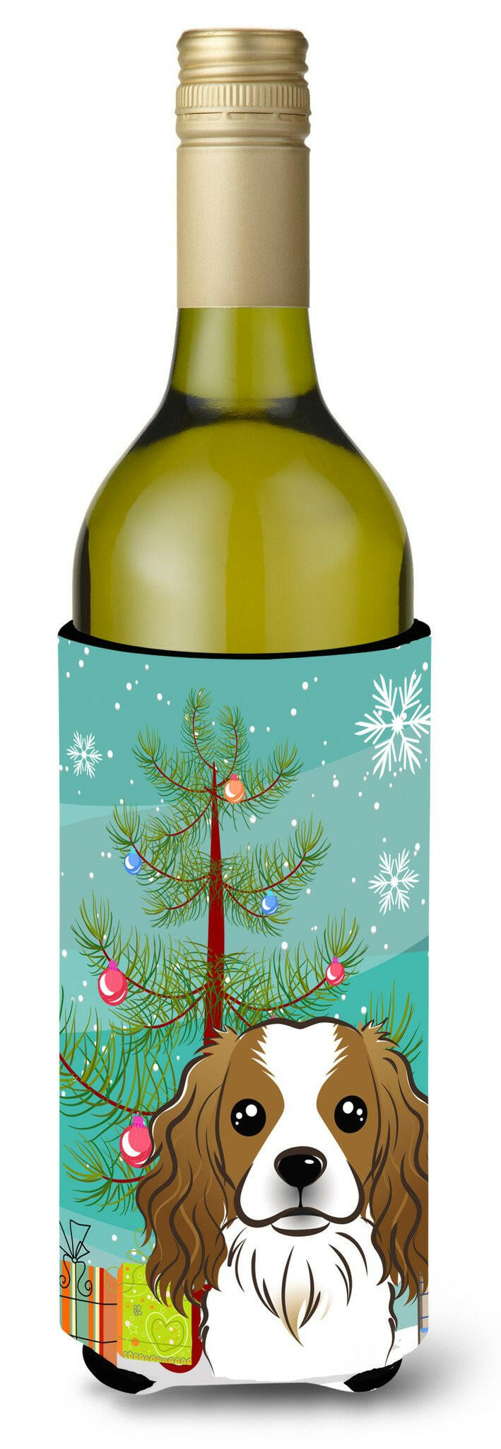 Christmas Tree and Cavalier Spaniel Wine Bottle Beverage Insulator Hugger BB1596LITERK by Caroline&#39;s Treasures