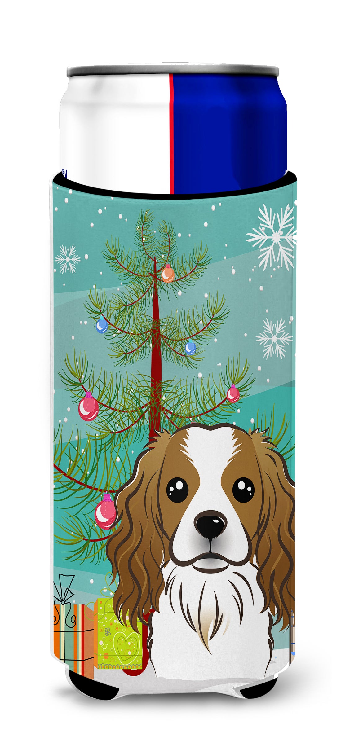 Christmas Tree and Cavalier Spaniel Ultra Beverage Insulators for slim cans BB1596MUK  the-store.com.