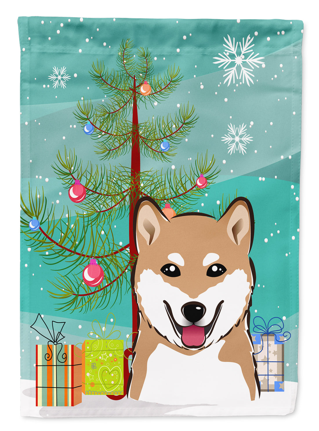 Christmas Tree and Shiba Inu Flag Canvas House Size BB1597CHF  the-store.com.