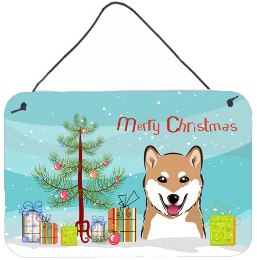 Christmas Tree and Shiba Inu Wall or Door Hanging Prints BB1597DS812 by Caroline&#39;s Treasures