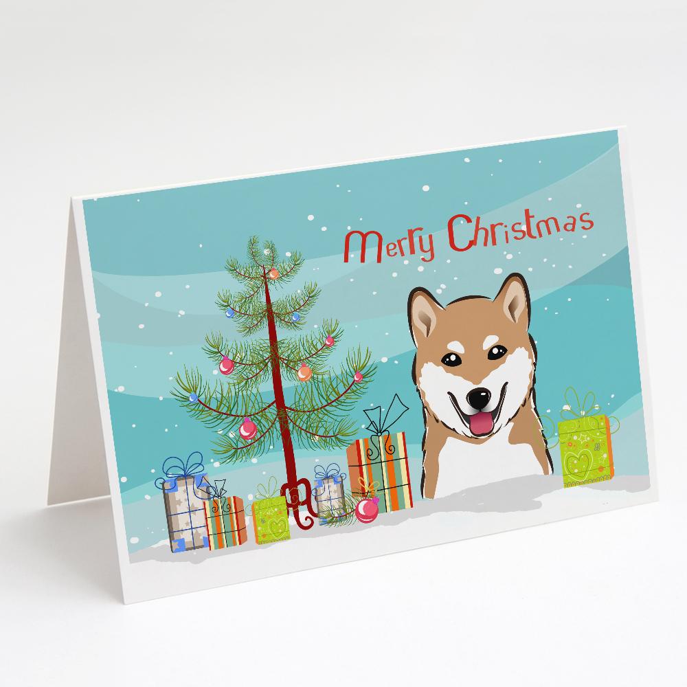 Buy this Christmas Tree and Shiba Inu Greeting Cards and Envelopes Pack of 8
