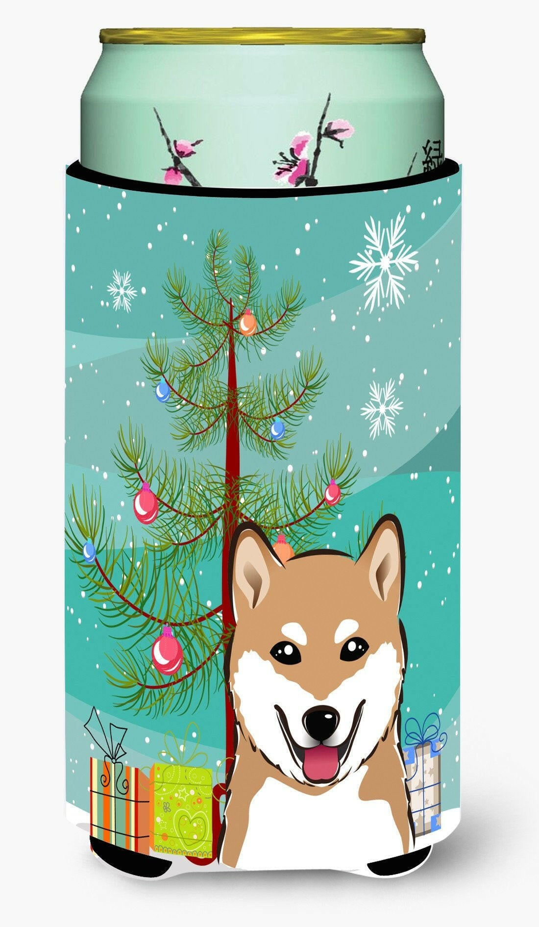 Christmas Tree and Shiba Inu Tall Boy Beverage Insulator Hugger BB1597TBC by Caroline&#39;s Treasures