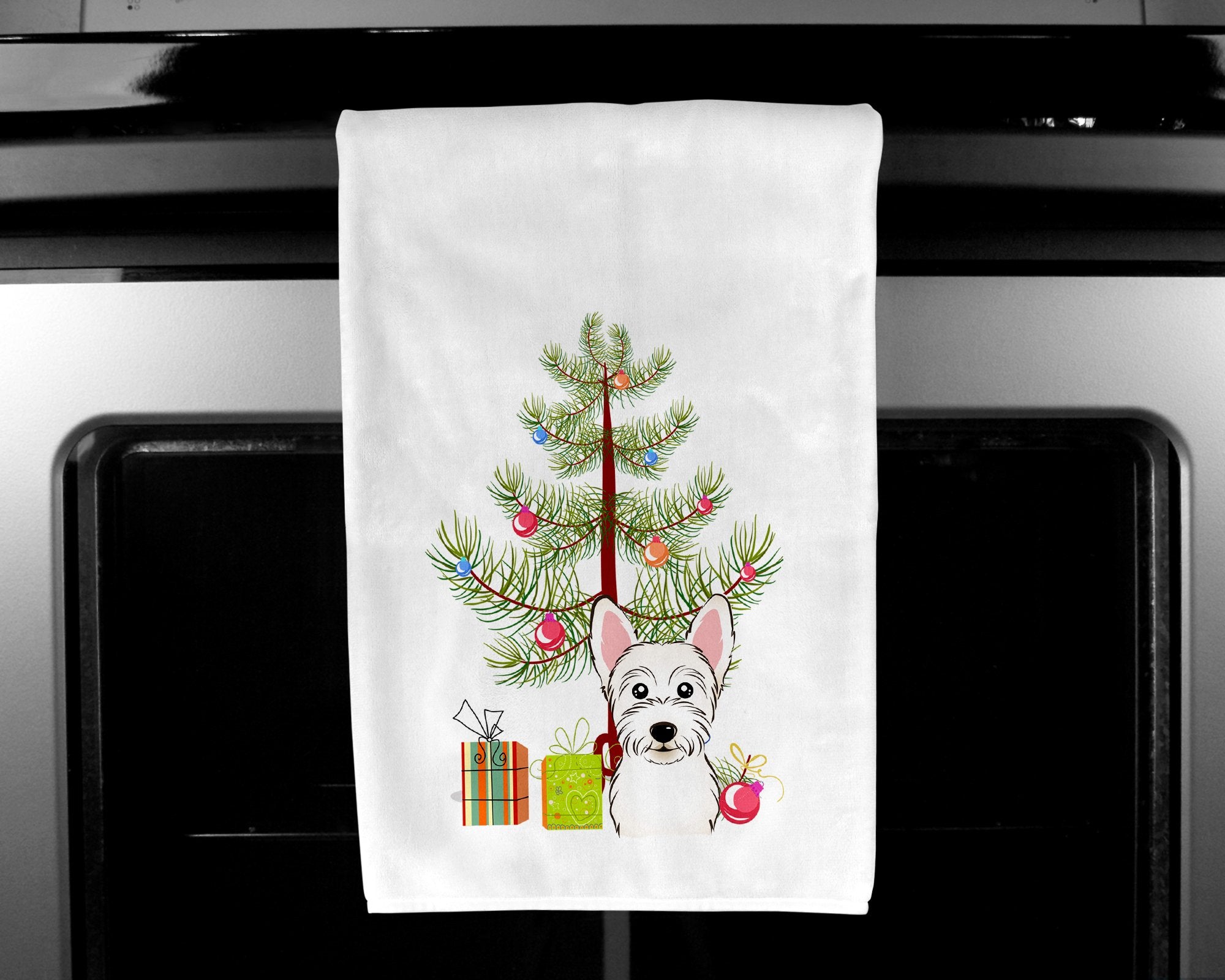 Christmas Tree and Westie White Kitchen Towel Set of 2 BB1598WTKT by Caroline's Treasures