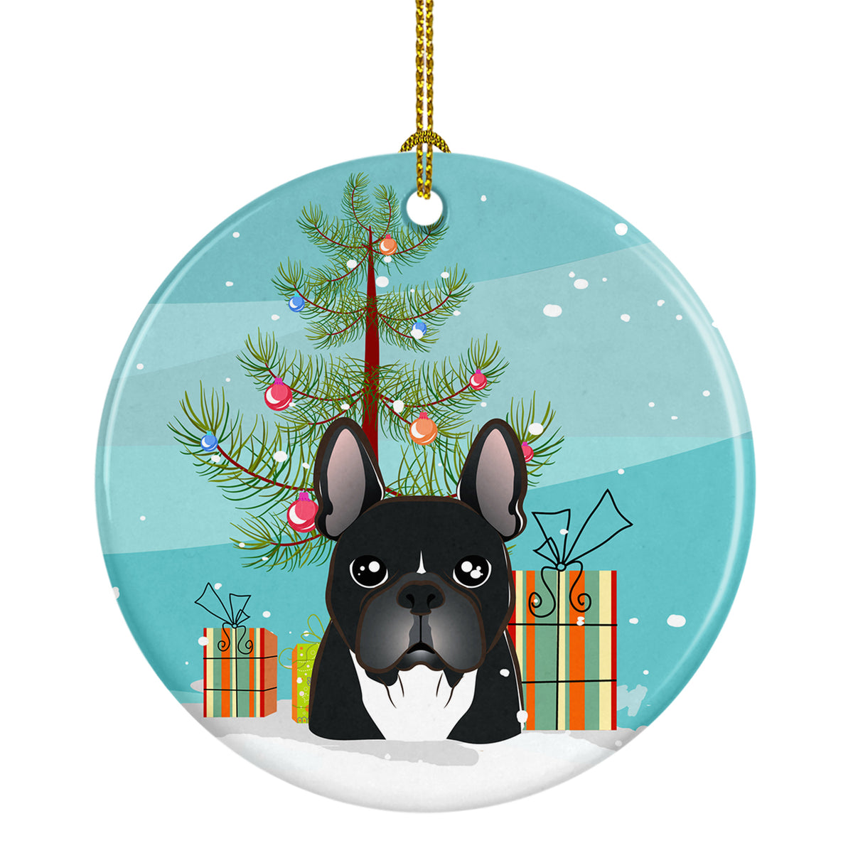 Christmas Tree and French Bulldog Ceramic Ornament BB1599CO1 - the-store.com