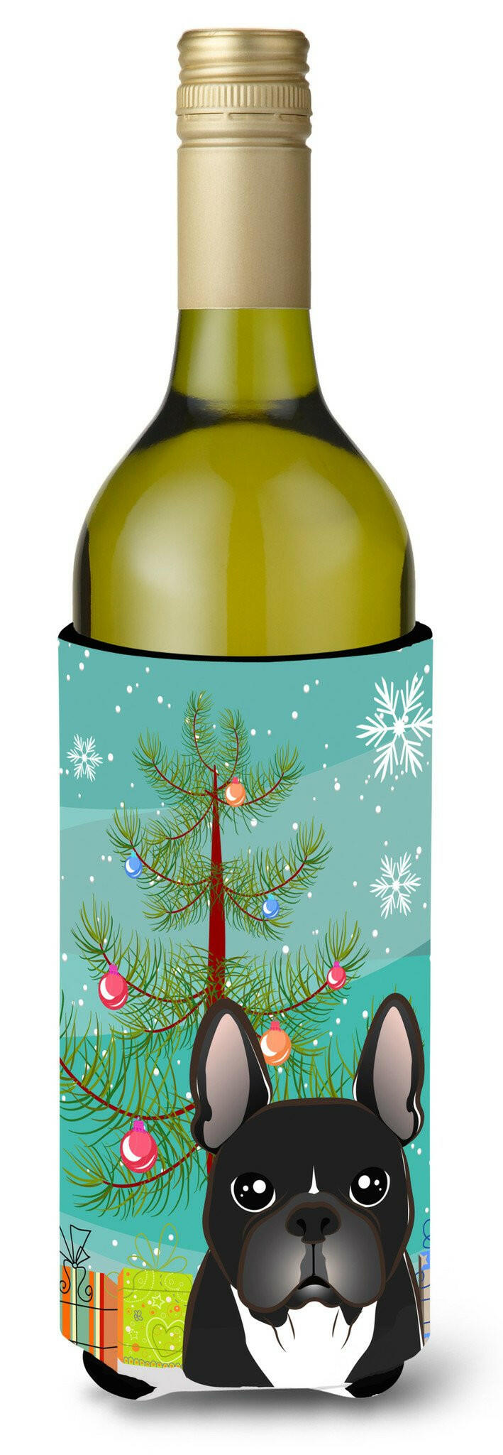 Christmas Tree and French Bulldog Wine Bottle Beverage Insulator Hugger BB1599LITERK by Caroline&#39;s Treasures