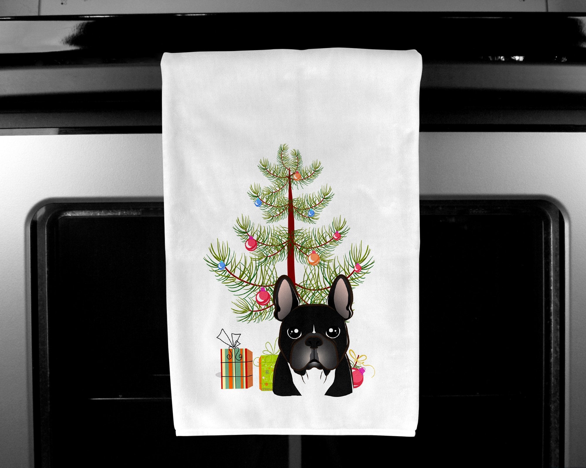 Christmas Tree and French Bulldog White Kitchen Towel Set of 2 BB1599WTKT by Caroline's Treasures
