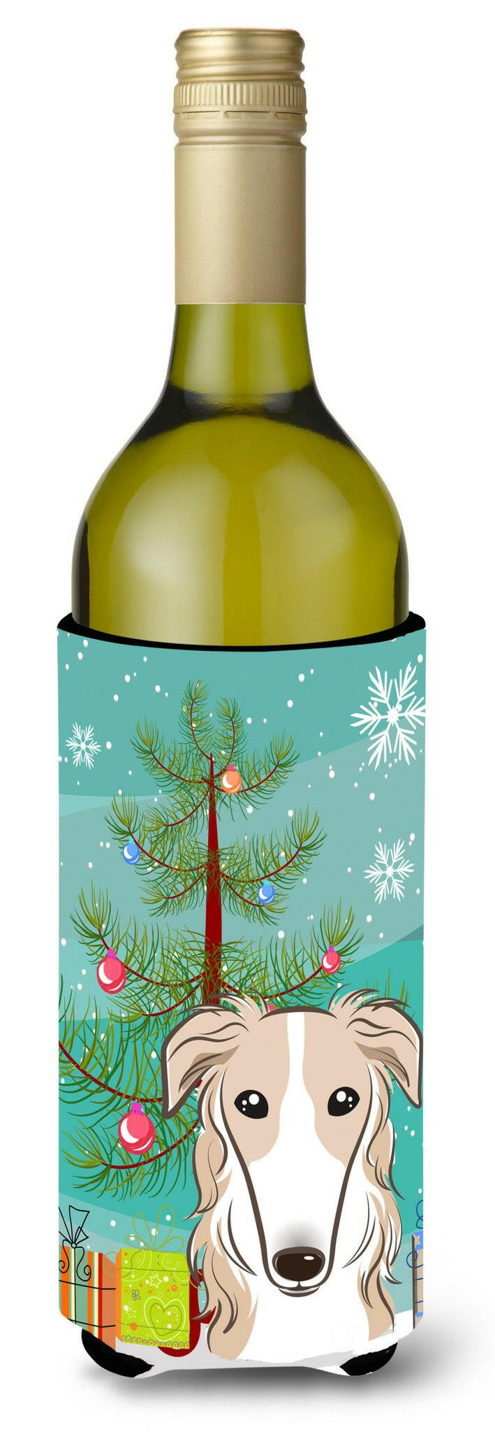 Christmas Tree and Borzoi Wine Bottle Beverage Insulator Hugger BB1600LITERK by Caroline&#39;s Treasures