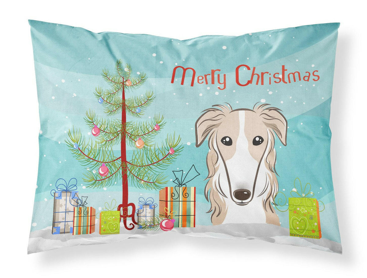 Christmas Tree and Borzoi Fabric Standard Pillowcase BB1600PILLOWCASE by Caroline&#39;s Treasures