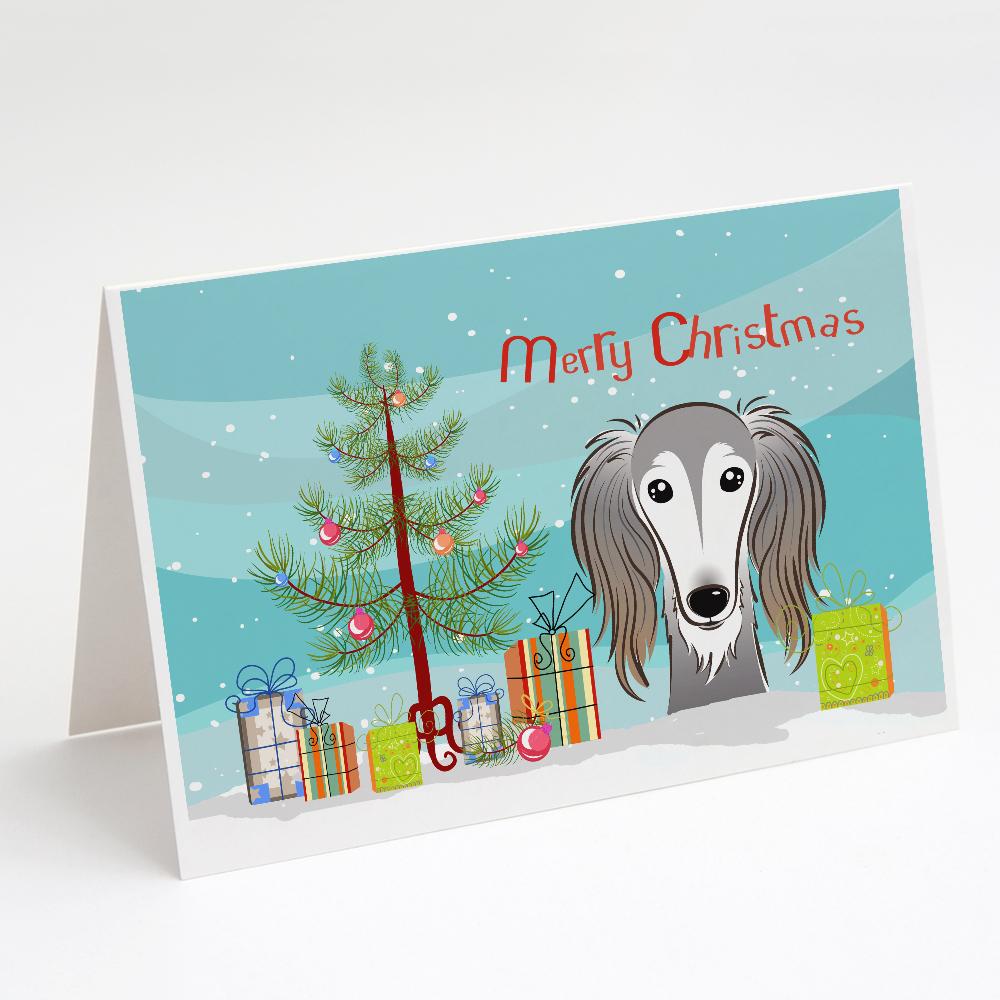 Buy this Christmas Tree and Saluki Greeting Cards and Envelopes Pack of 8