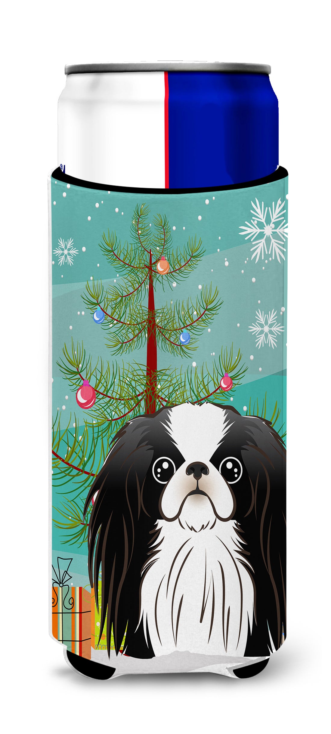 Christmas Tree and Japanese Chin Ultra Beverage Insulators for slim cans BB1602MUK  the-store.com.