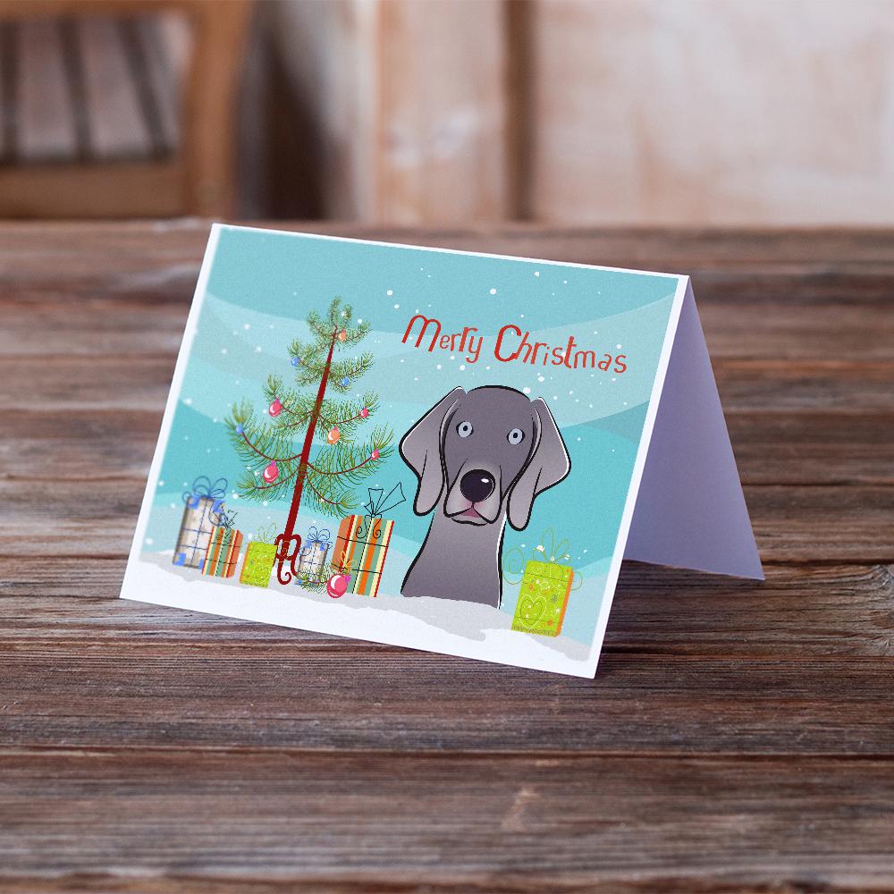 Christmas Tree and Weimaraner Greeting Cards and Envelopes Pack of 8 - the-store.com