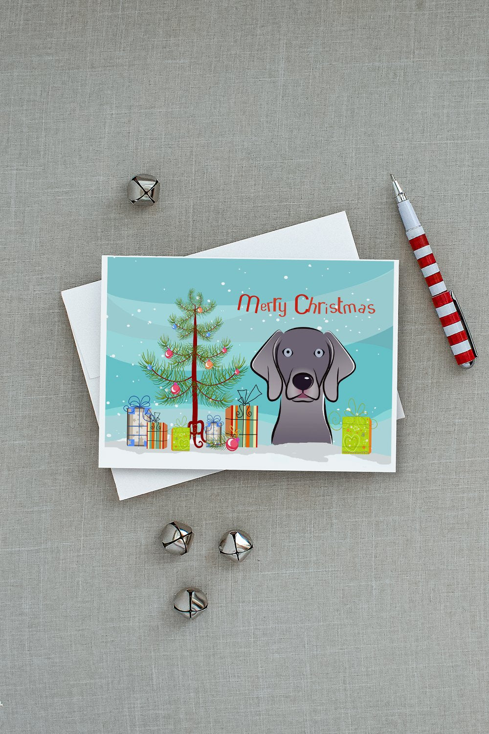 Christmas Tree and Weimaraner Greeting Cards and Envelopes Pack of 8 - the-store.com