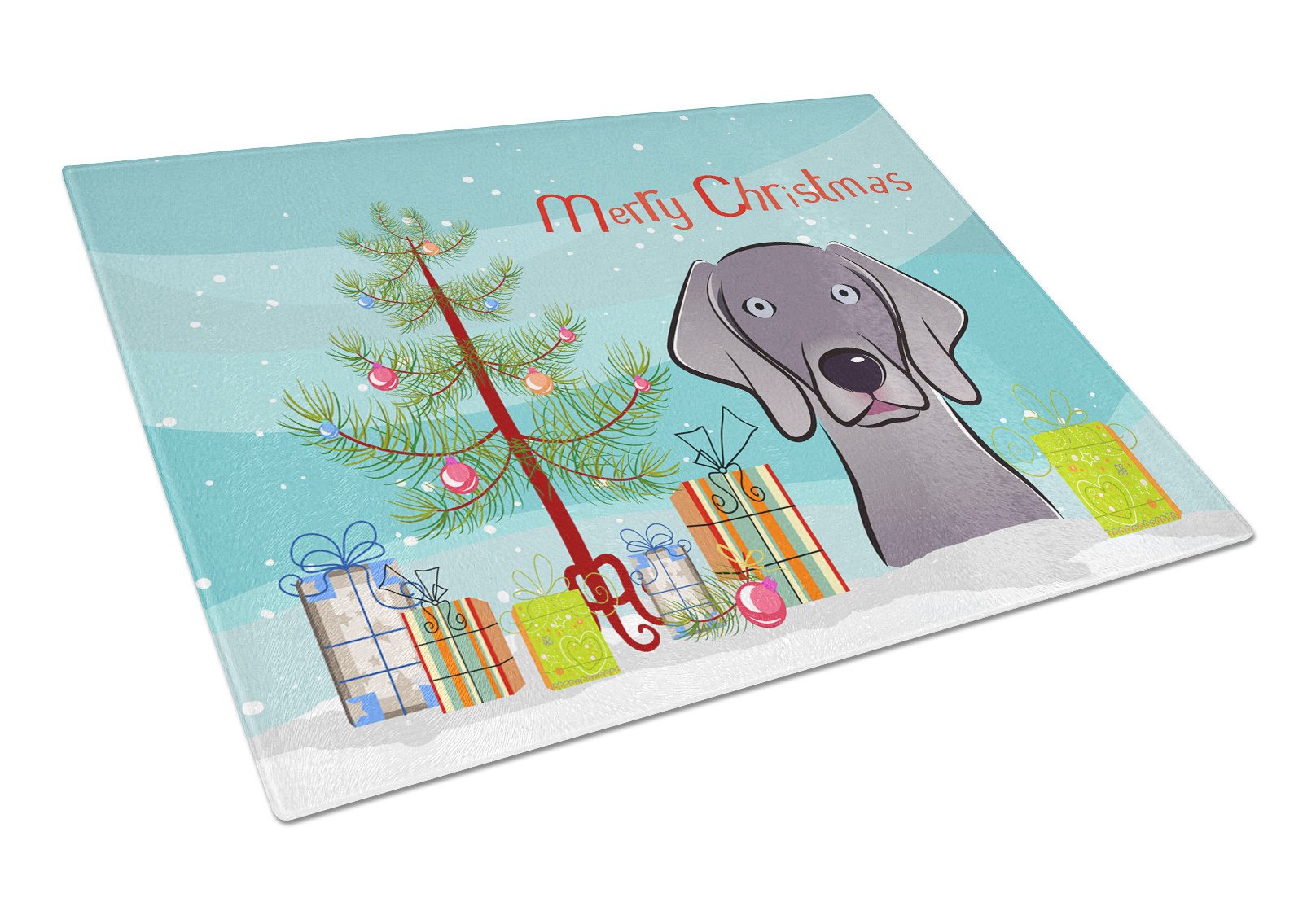 Christmas Tree and Weimaraner Glass Cutting Board Large BB1603LCB by Caroline's Treasures