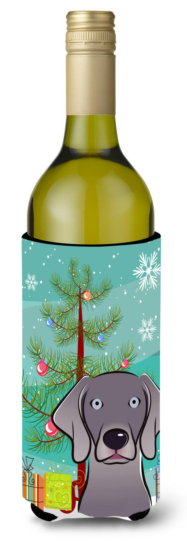 Christmas Tree and Weimaraner Wine Bottle Beverage Insulator Hugger BB1603LITERK by Caroline&#39;s Treasures