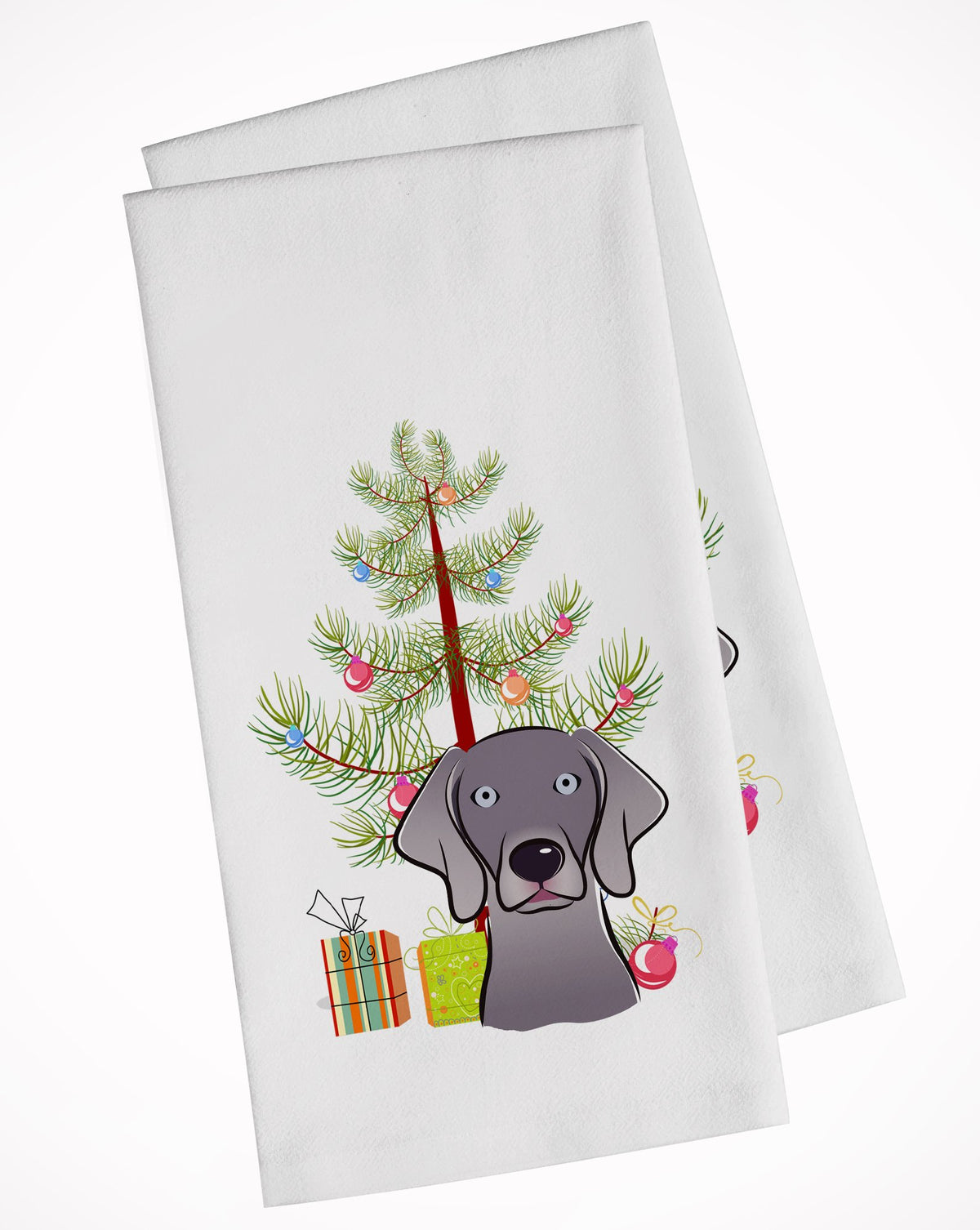 Christmas Tree and Weimaraner White Kitchen Towel Set of 2 BB1603WTKT by Caroline&#39;s Treasures