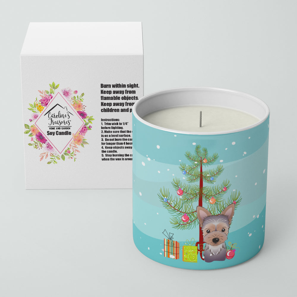 Christmas Tree and Yorkie Puppy 10 oz Decorative Soy Candle - the-store.com