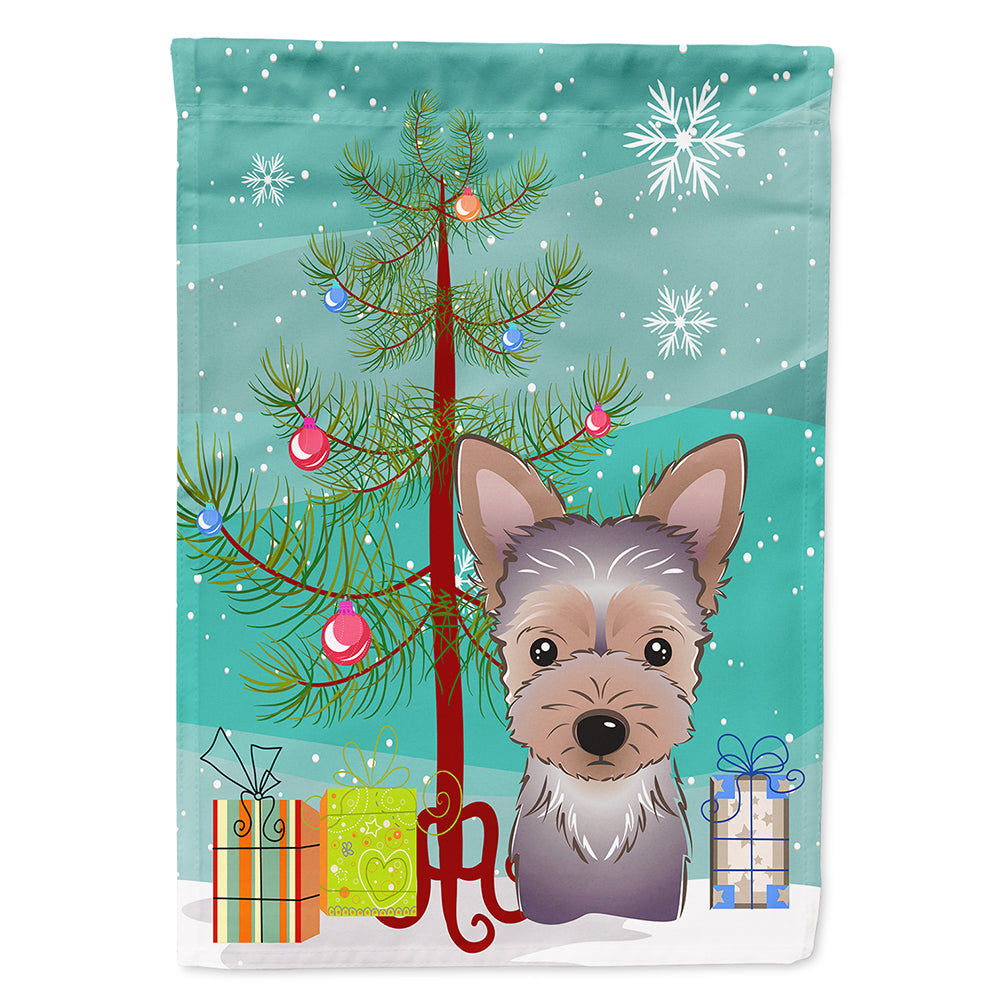 Christmas Tree and Yorkie Puppy Flag Canvas House Size BB1604CHF