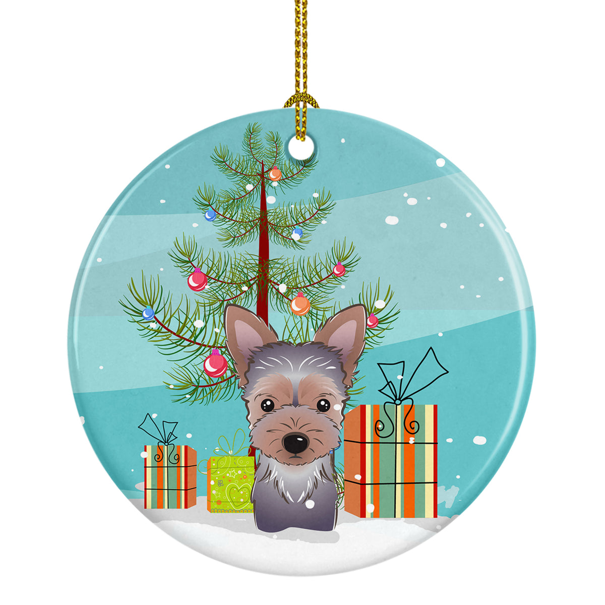 Christmas Tree and Yorkie Puppy Ceramic Ornament BB1604CO1 - the-store.com