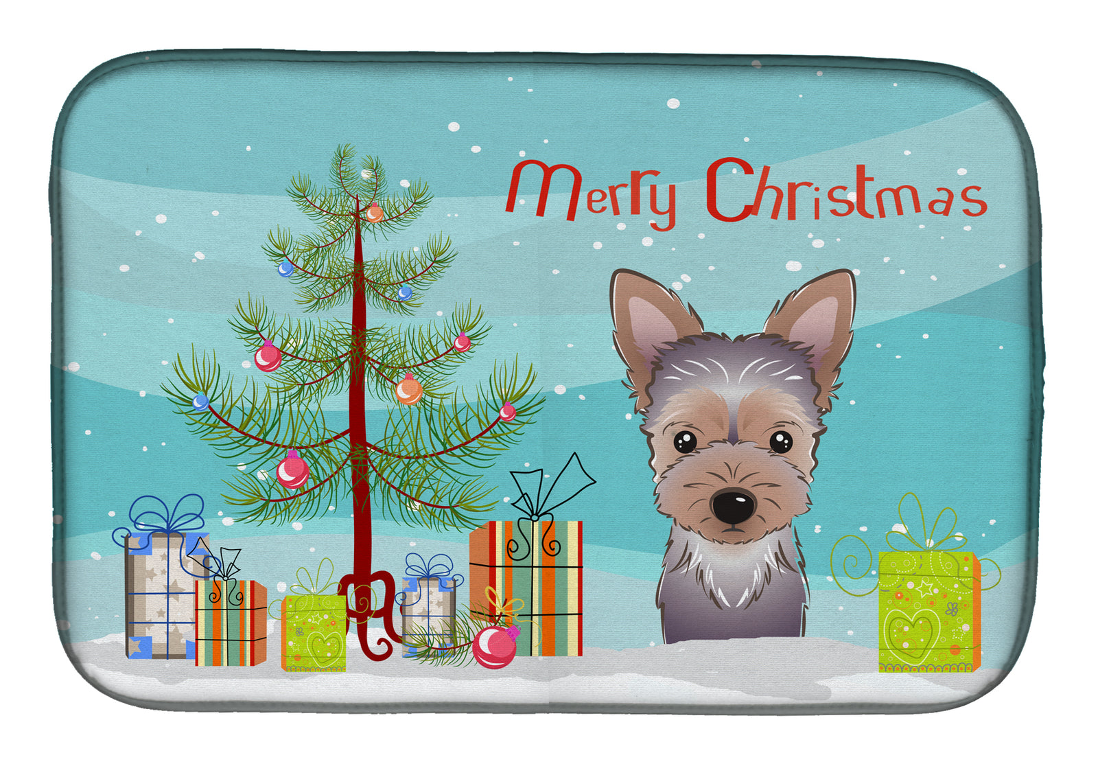 Christmas Tree and Yorkie Puppy Dish Drying Mat BB1604DDM