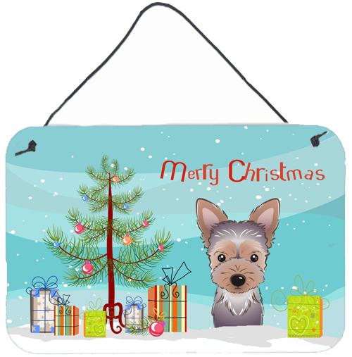 Christmas Tree and Yorkie Puppy Wall or Door Hanging Prints BB1604DS812 by Caroline&#39;s Treasures