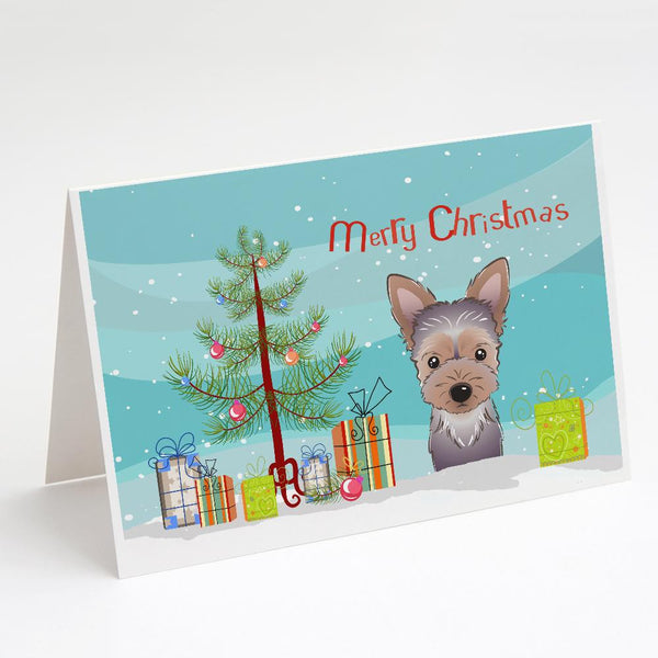Buy this Christmas Tree and Yorkie Puppy Greeting Cards and Envelopes Pack of 8