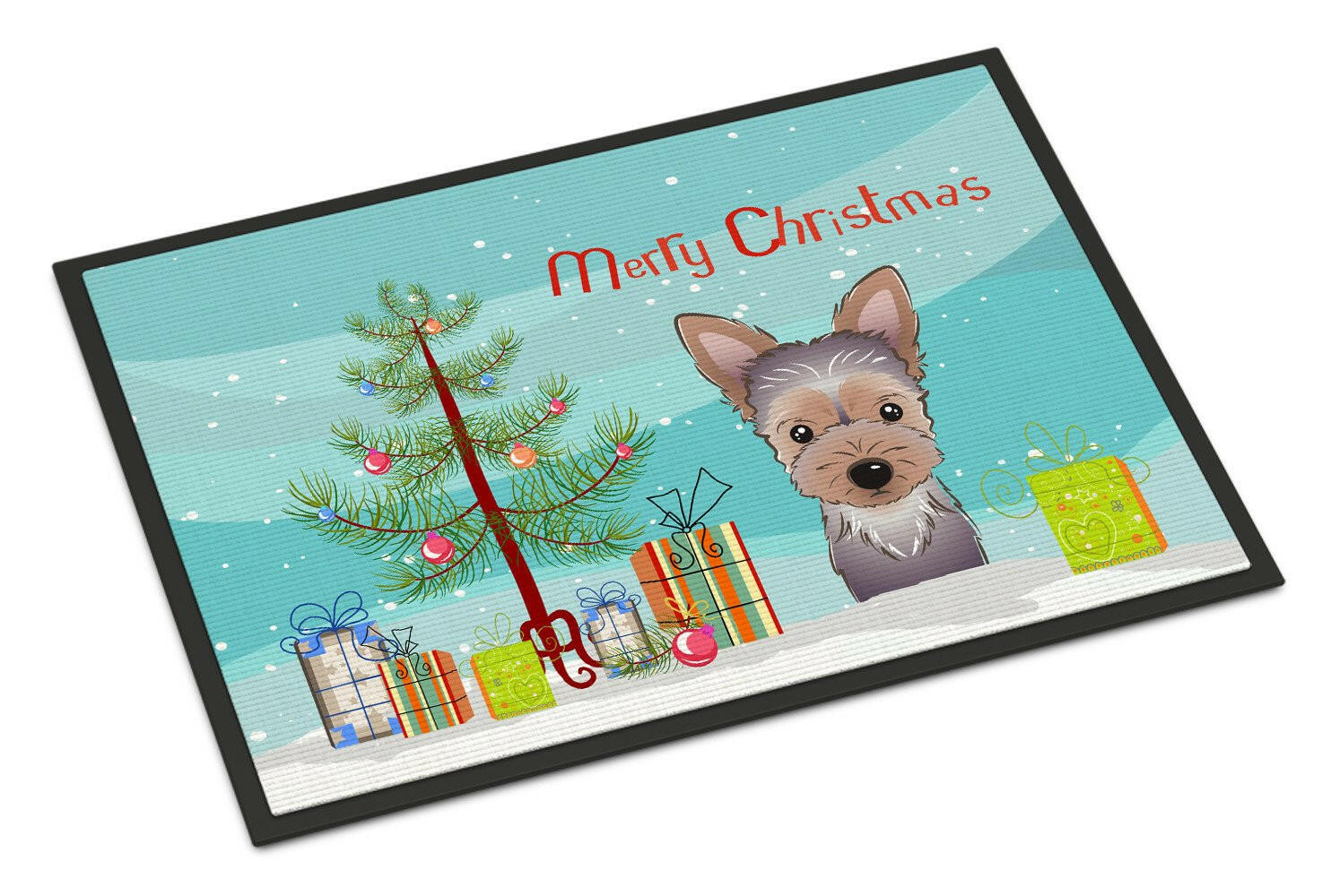 Christmas Tree and Yorkie Puppy Indoor or Outdoor Mat 18x27 BB1604MAT - the-store.com