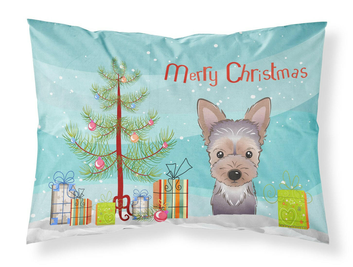 Christmas Tree and Yorkie Puppy Fabric Standard Pillowcase BB1604PILLOWCASE by Caroline's Treasures