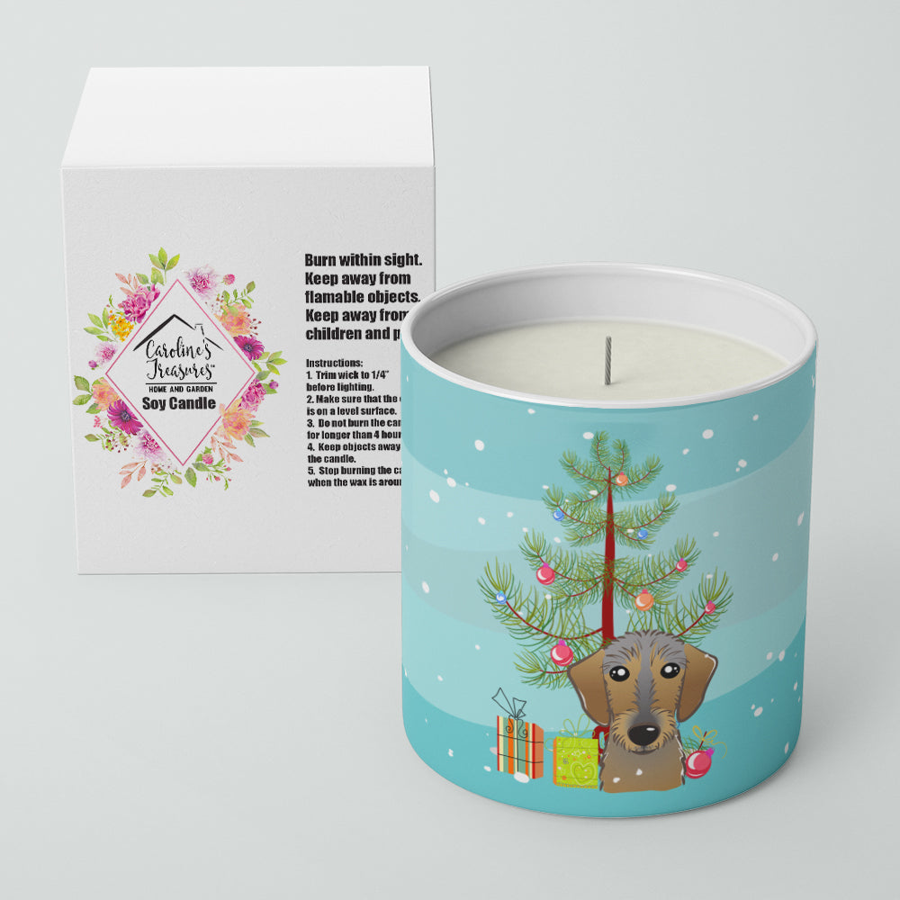 Christmas Tree and Wirehaired Dachshund 10 oz Decorative Soy Candle - the-store.com