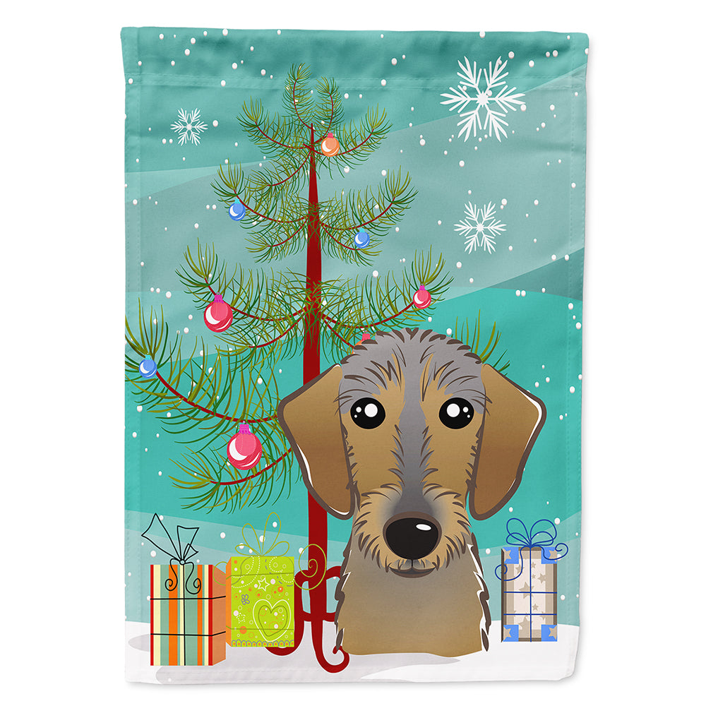 Christmas Tree and Wirehaired Dachshund Flag Canvas House Size BB1605CHF  the-store.com.