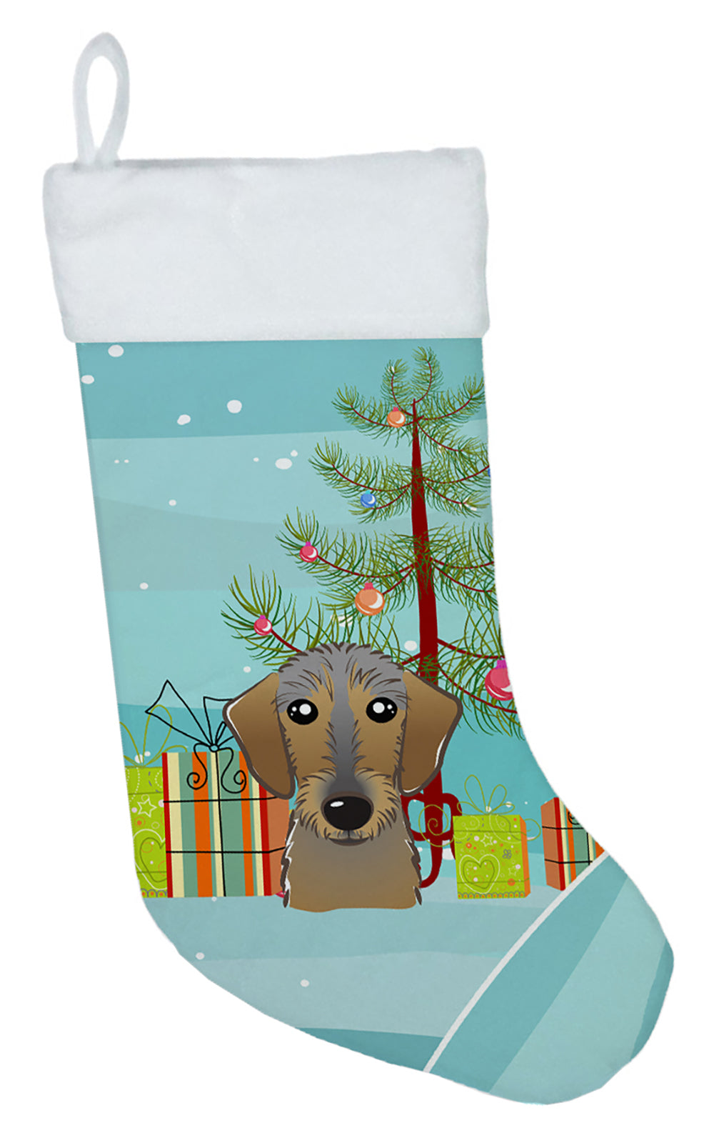 Christmas Tree and Wirehaired Dachshund Christmas Stocking BB1605CS  the-store.com.