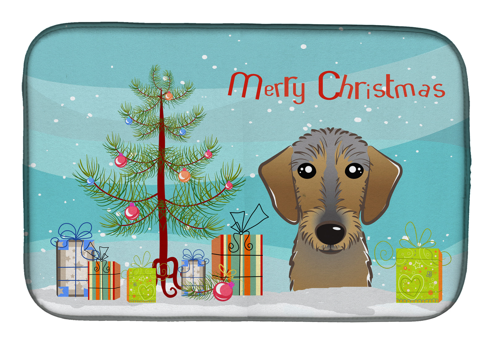 Christmas Tree and Wirehaired Dachshund Dish Drying Mat BB1605DDM