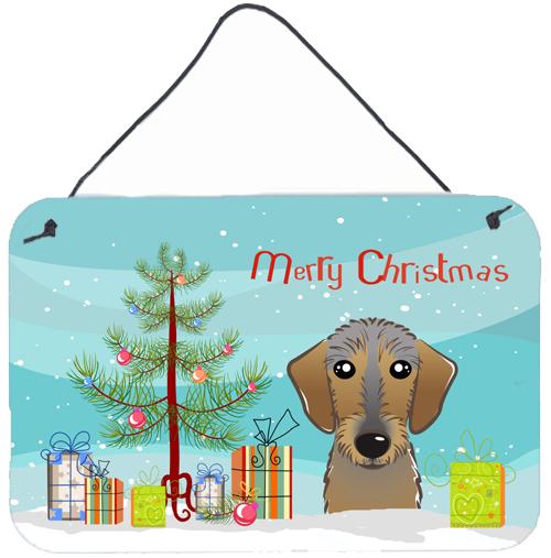 Christmas Tree and Wirehaired Dachshund Wall or Door Hanging Prints BB1605DS812 by Caroline's Treasures