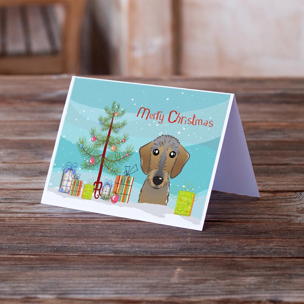 Christmas Tree and Wirehaired Dachshund Greeting Cards and Envelopes Pack of 8 - the-store.com
