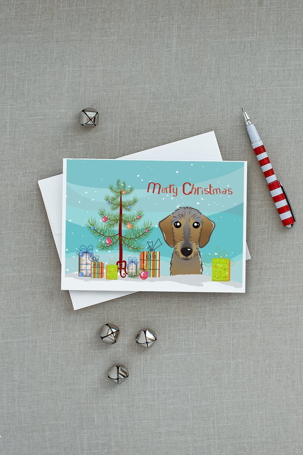 Christmas Tree and Wirehaired Dachshund Greeting Cards and Envelopes Pack of 8 - the-store.com