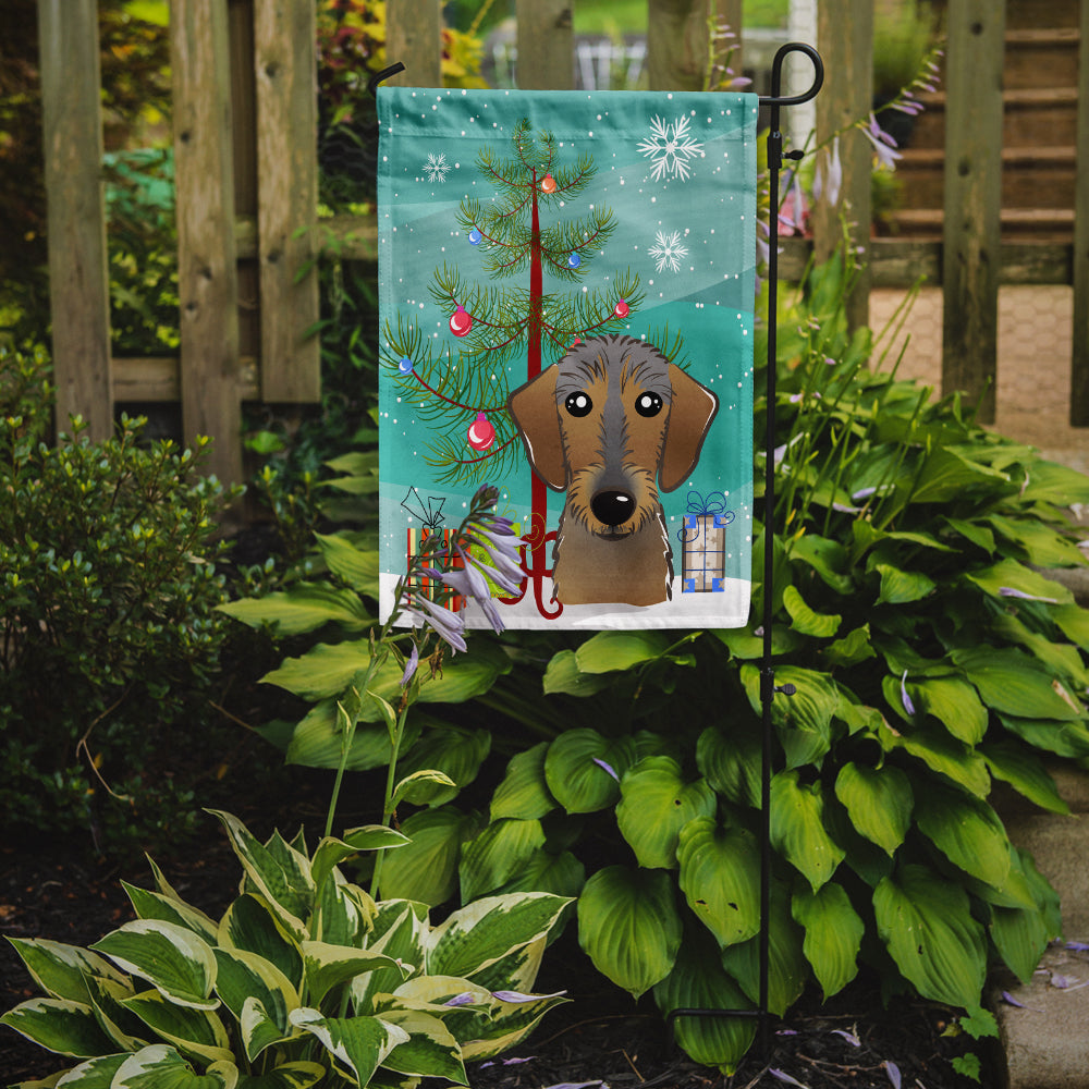 Christmas Tree and Wirehaired Dachshund Flag Garden Size BB1605GF.