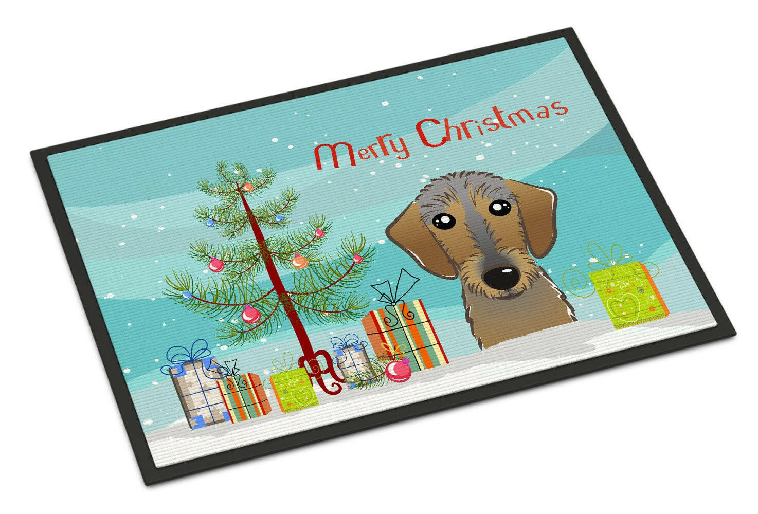 Christmas Tree and Wirehaired Dachshund Indoor or Outdoor Mat 24x36 BB1605JMAT - the-store.com