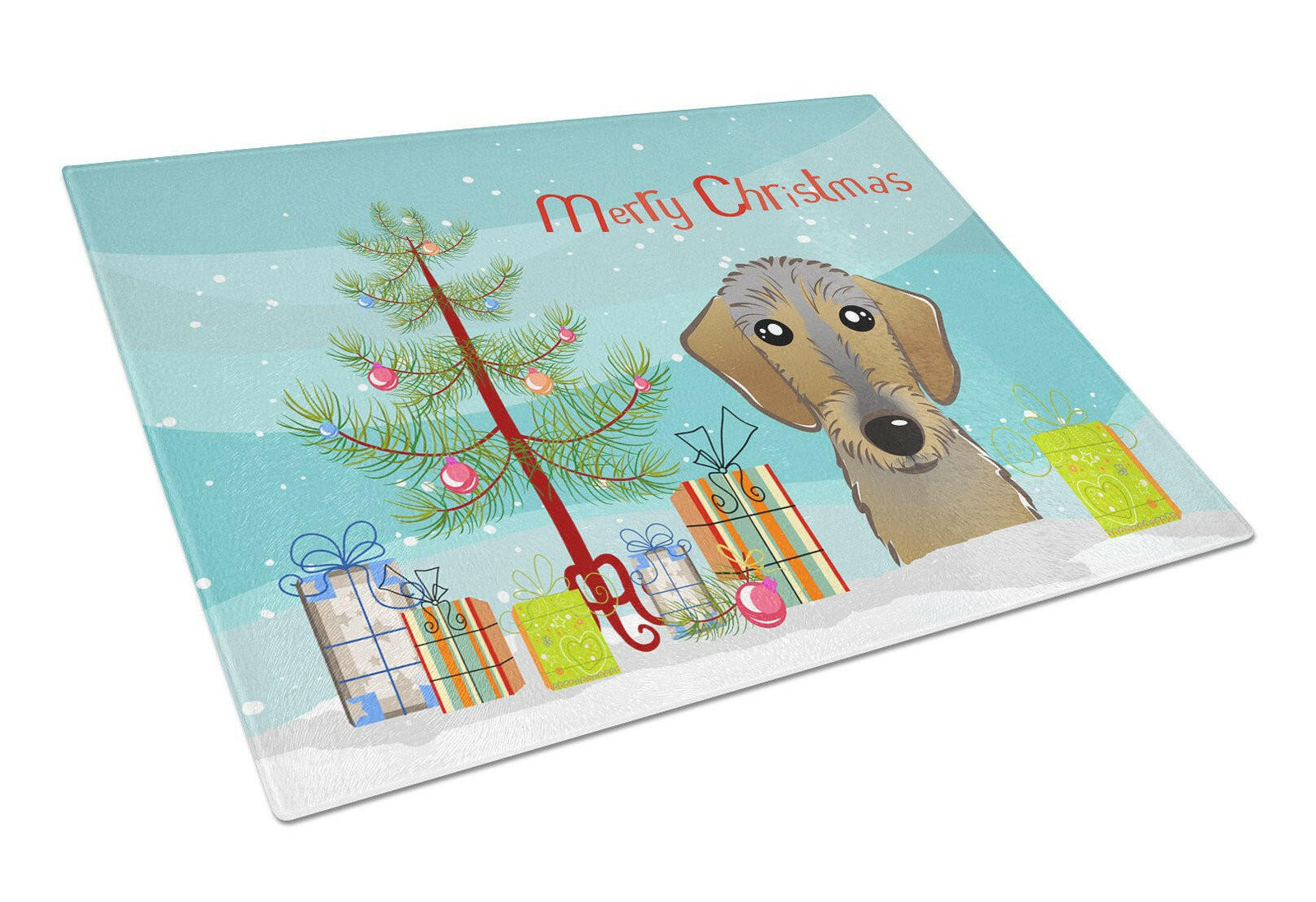 Christmas Tree and Wirehaired Dachshund Glass Cutting Board Large BB1605LCB by Caroline's Treasures