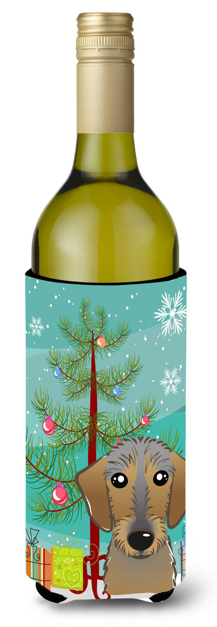 Christmas Tree and Wirehaired Dachshund Wine Bottle Beverage Insulator Hugger BB1605LITERK by Caroline&#39;s Treasures