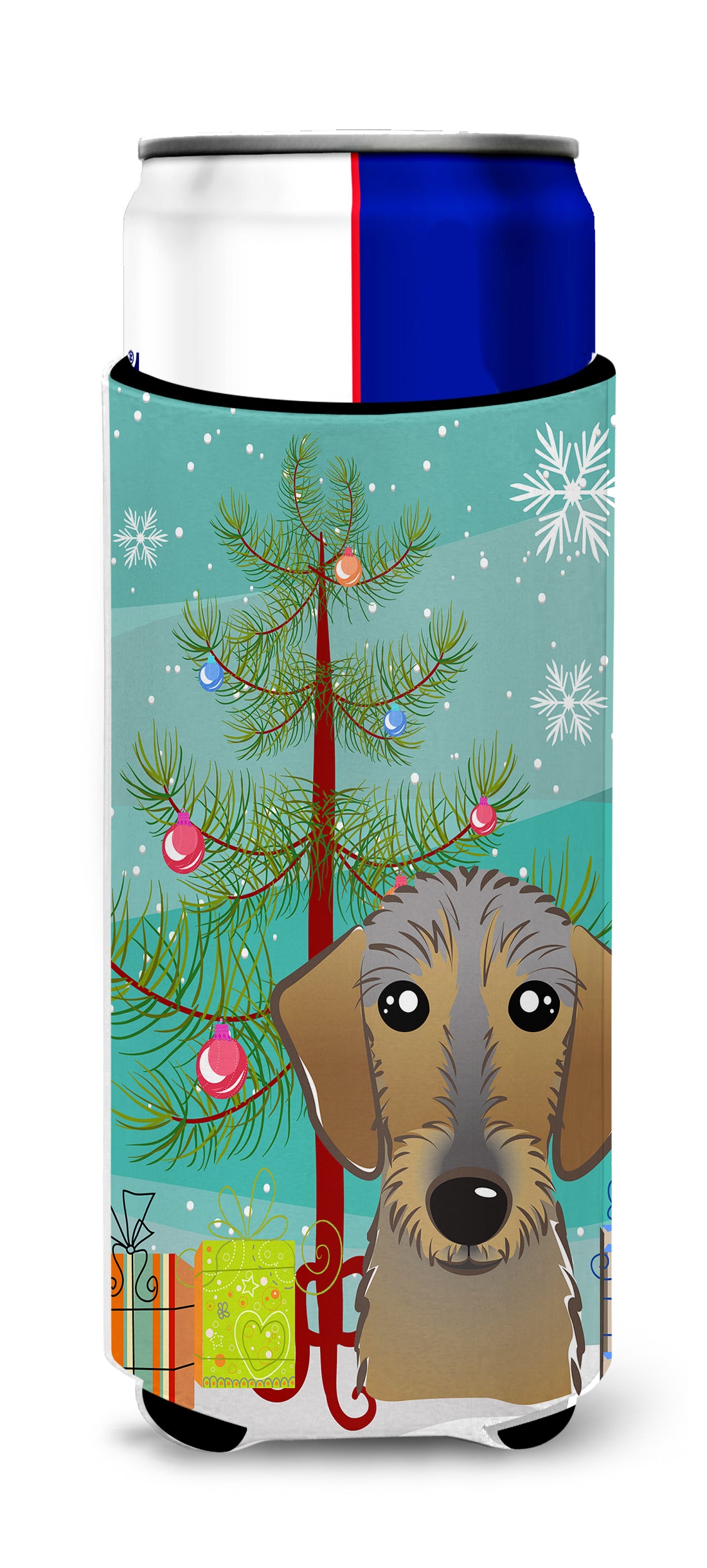 Christmas Tree and Wirehaired Dachshund Ultra Beverage Insulators for slim cans BB1605MUK  the-store.com.
