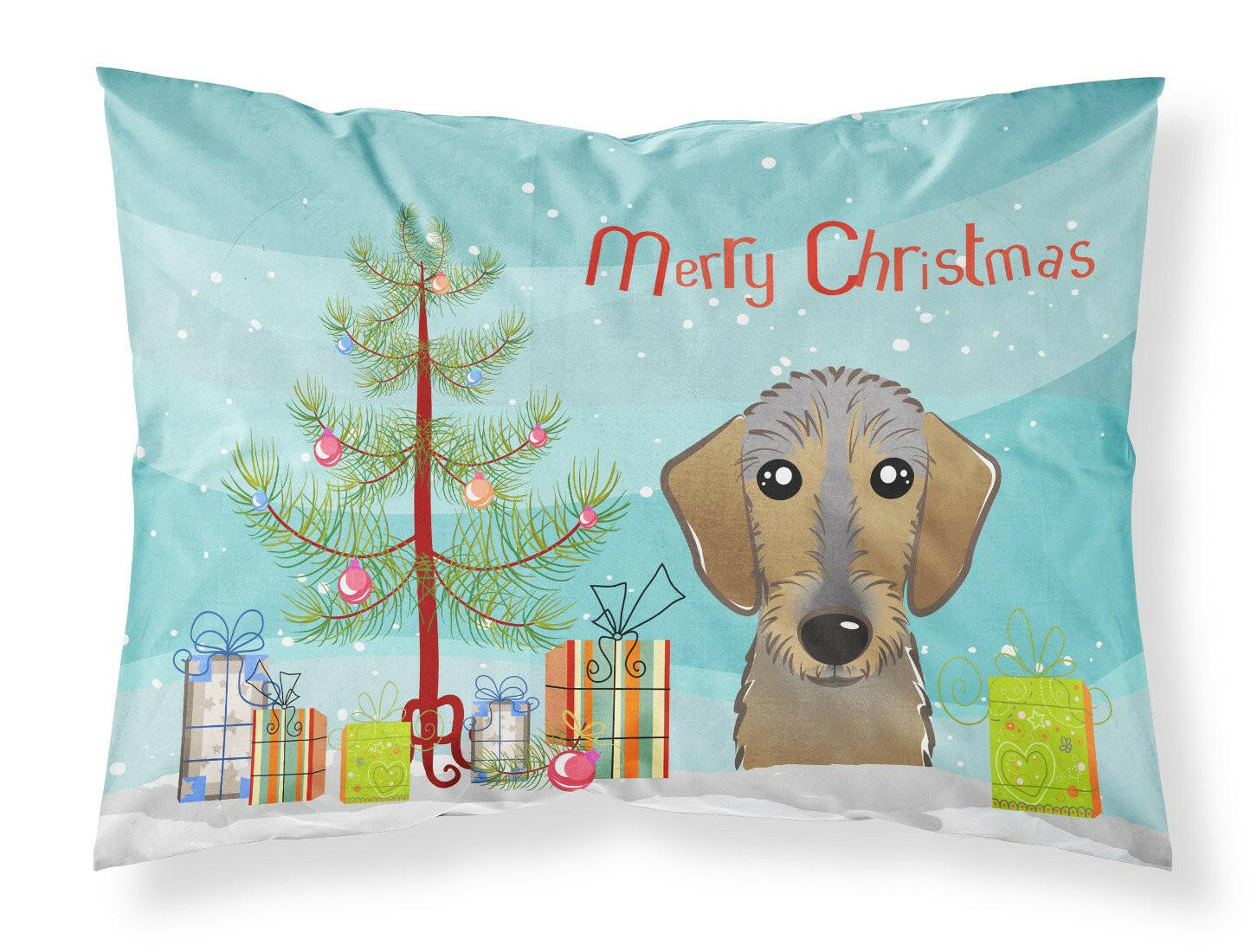 Christmas Tree and Wirehaired Dachshund Fabric Standard Pillowcase BB1605PILLOWCASE by Caroline's Treasures