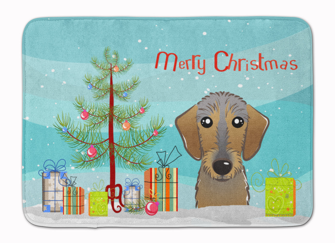 Christmas Tree and Wirehaired Dachshund Machine Washable Memory Foam Mat BB1605RUG - the-store.com