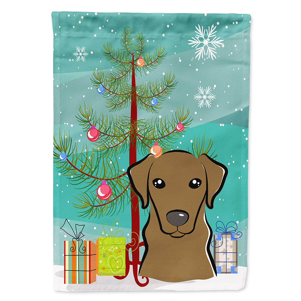 Christmas Tree and Chocolate Labrador Flag Canvas House Size BB1606CHF  the-store.com.