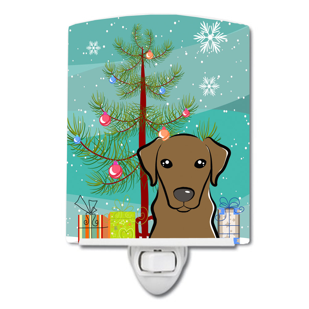 Christmas Tree and Chocolate Labrador Ceramic Night Light BB1606CNL - the-store.com