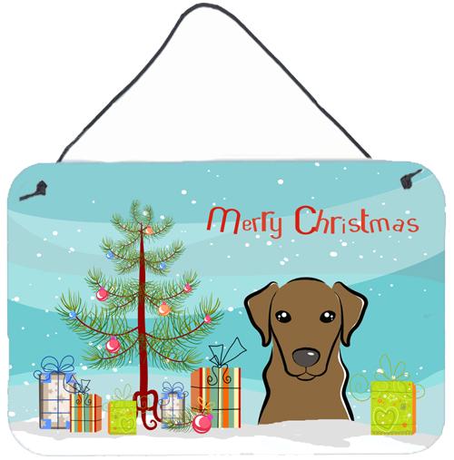 Christmas Tree and Chocolate Labrador Wall or Door Hanging Prints BB1606DS812 by Caroline&#39;s Treasures