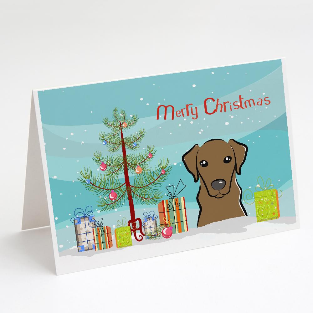 Buy this Christmas Tree and Chocolate Labrador Greeting Cards and Envelopes Pack of 8