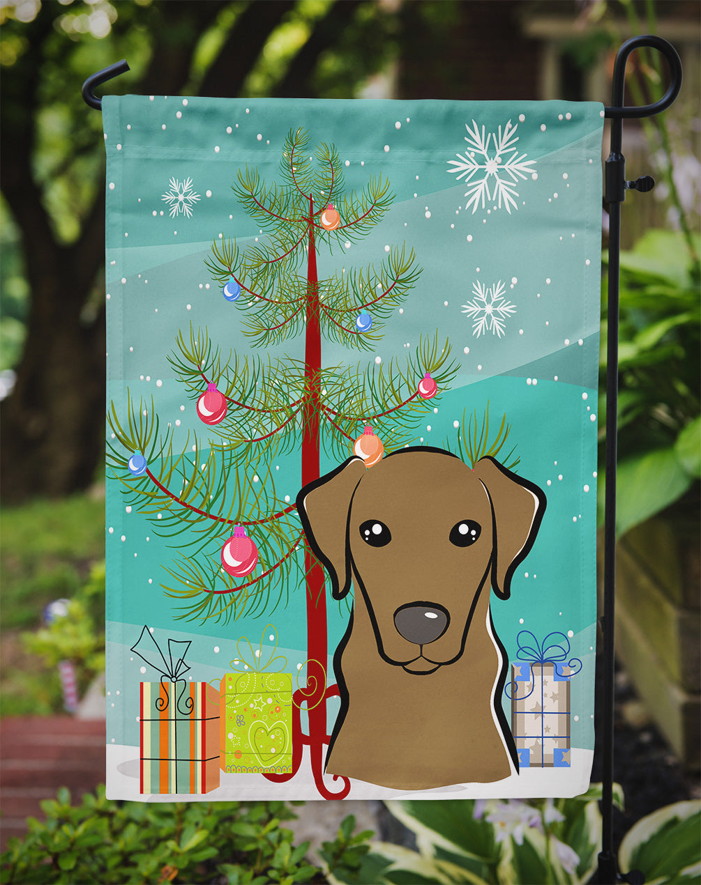 Christmas Tree and Chocolate Labrador Flag Garden Size BB1606GF.